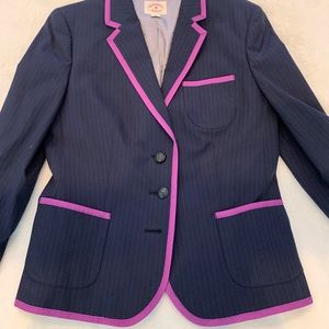 Brooks Brothers Red Fleece Navy Pinstripe Purple Trim Suit Jacket, size 6, NWOT